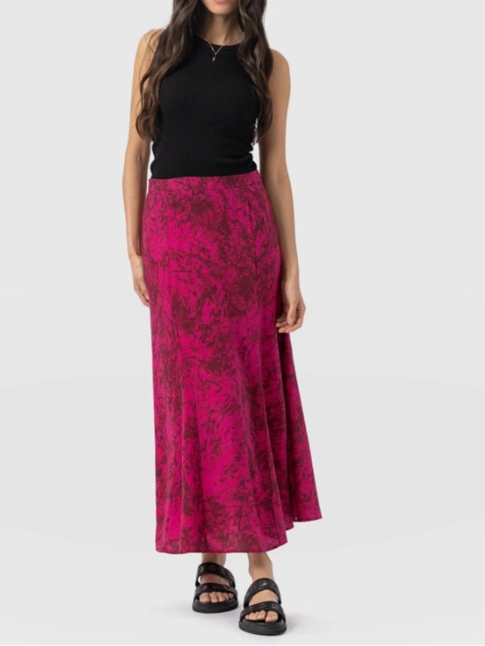 NWT Saint + Sofia Audrey Midi Skirt Pink Marble